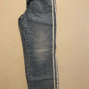 PacSun Blue Boyfriend Jeans with White Stripe and Distressed Look